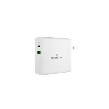 ADAPTADOR CARGADOR DE CORRIENTE DE 65W PUERTOS USB-A/USB-C PERFECT CHOICE - BLANCO 