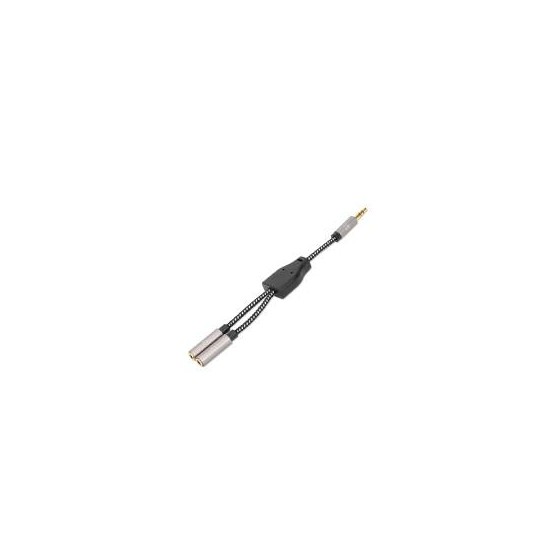 ADAPTADOR,MANHATTAN,356114, AUDIO 3.5MM 1 M A 2 H, 15CM, CONECTA DOS AUDIFONOS A UN JACK DE 3.5MM, ALUMINIO, NEGRO / P