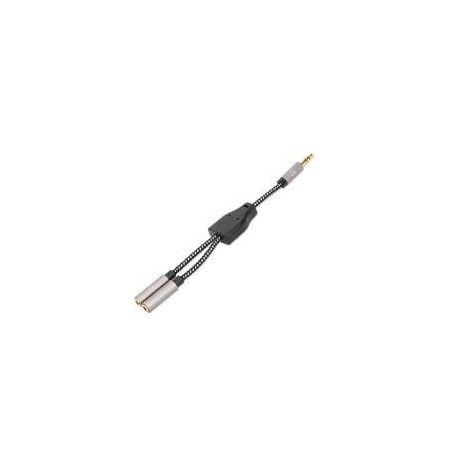 ADAPTADOR,MANHATTAN,356114, AUDIO 3.5MM 1 M A 2 H, 15CM, CONECTA DOS AUDIFONOS A UN JACK DE 3.5MM, ALUMINIO, NEGRO / P