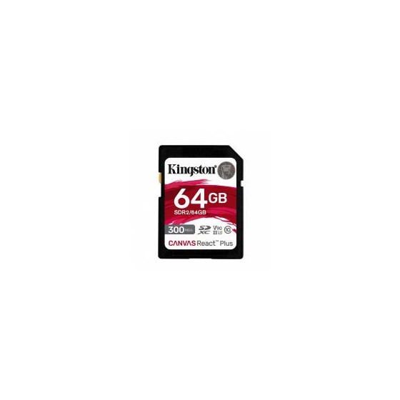 MEMORIA FLASH SD KINGSTON SDXC CANVAS REACT PLUS 64GB 300R UHS-II V90(SDR/64GB)