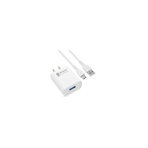 COMBO BROBOTIX CARGADOR DE PARED + CABLE USB-A A USB-C, CARGA RAPIDA, 18W, COLOR BLANCO