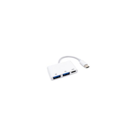 CONVERTIDOR DOCKING BROBOTIX USB-C MACHO A USB-A V3.0 X2, USB-C X1, COLOR BLANCO