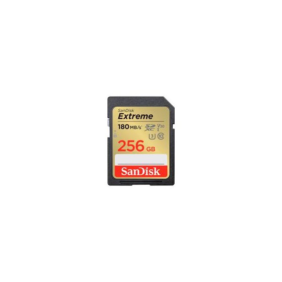 MEMORIA SANDISK SDXC 256GB EXTREME 180MB/S 4K CLASE 10 U3 V30 SDSDXVV-256G-GNCIN