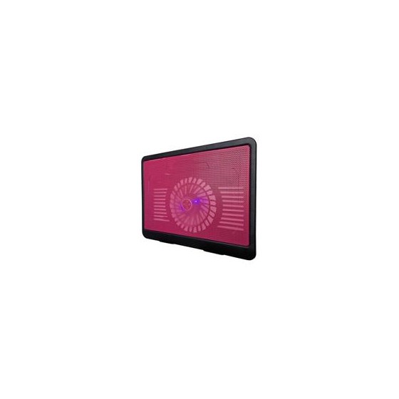 BASE ENFRIADORA BROBOTIX PARA LAPTOP CON VENTILADOR E ILUMINACION LED, DE ALUMINIO, NEGRO/ROJO