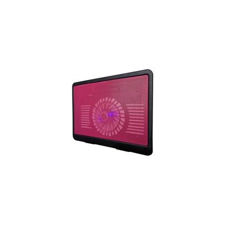 BASE ENFRIADORA BROBOTIX PARA LAPTOP CON VENTILADOR E ILUMINACION LED, DE ALUMINIO, NEGRO/ROJO