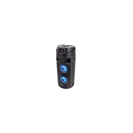 BOCINA INALAMBRICA BLUETOOTH RECARGABLE PORTATIL LUZ RGB DUAL 4 PULGADAS FUNCION TWS PERFECT CHOICE FESTA PLUS - NEGRO