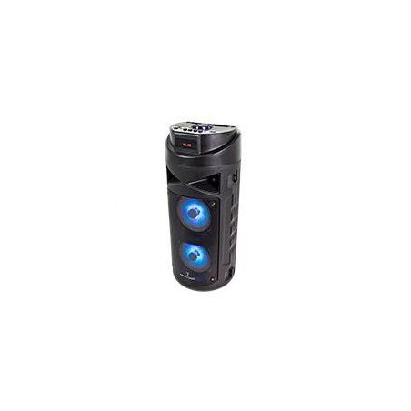 BOCINA INALAMBRICA BLUETOOTH RECARGABLE PORTATIL LUZ RGB DUAL 4 PULGADAS FUNCION TWS PERFECT CHOICE FESTA PLUS - NEGRO