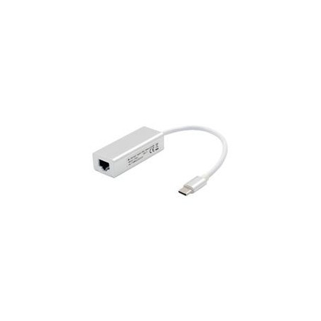 CONVERTIDOR BROBOTIX USB-C MACHO A RJ45 HEMBRA, GIGABIT, BLANCO