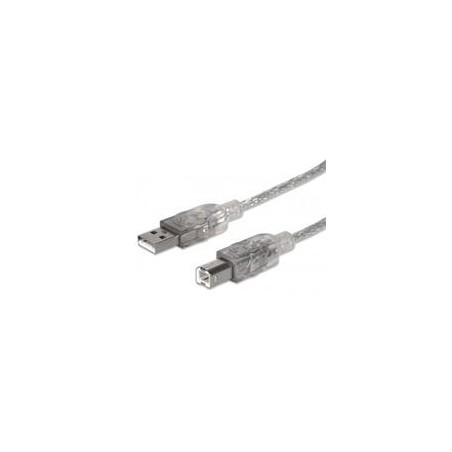 CABLE USB,MANHATTAN,333405, V2.0 A-B 1.8M, PLATA