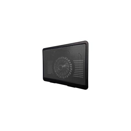 BASE ENFRIADORA BROBOTIX PARA LAPTOP CON VENTILADOR E ILUMINACION LED, DE ALUMINIO, NEGRO/NEGRO