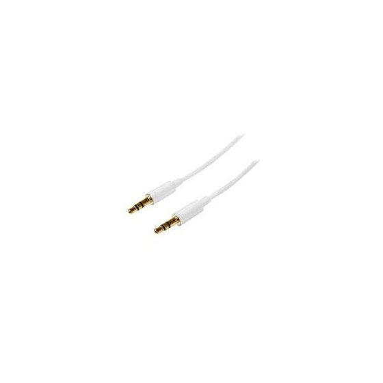 CABLE DE AUDIO DE 2M DELGADO SLIMLINE - ESTEREO MINI JACK PLUG 3.5MM TRRS - BLANCO - MACHO A MACHO - STARTECH.COM MOD. MU2MMMS