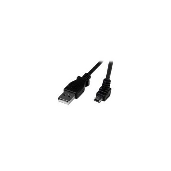 CABLE ADAPTADOR 2M USB A MACHO A MINI USB B MACHO ACODADO EN ANGULO HACIA ABAJO PARA TELEFONOS TABLETS Y DISPOSITIVOS MOVILES 