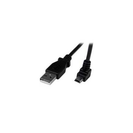 CABLE ADAPTADOR 2M USB A MACHO A MINI USB B MACHO ACODADO EN ANGULO HACIA ABAJO PARA TELEFONOS TABLETS Y DISPOSITIVOS MOVILES 