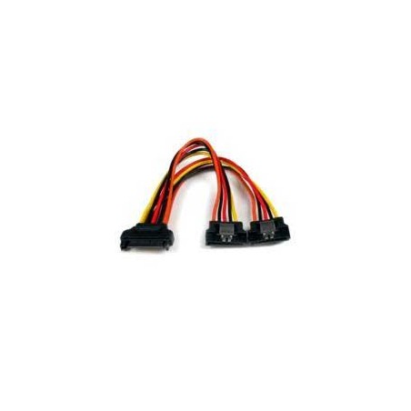 CABLE DE 15CM ADAPTADOR SPLITTER DIVISOR DE ALIMENTACION SATA LATCHING CON CIERRE PESTILLO - 2X HEMBRA - 1X MACHO - STARTECH.C