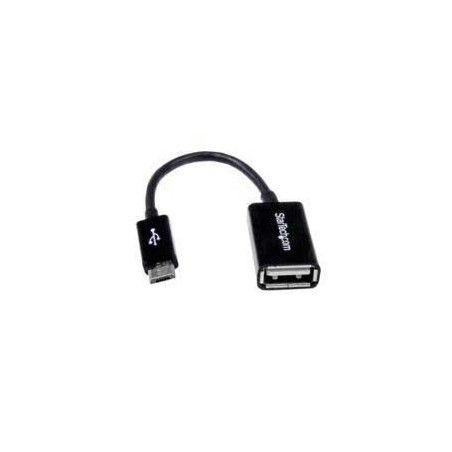 CABLE ADAPTADOR DE 12CM MICRO USB MACHO A USB A HEMBRA OTG PARA TABLETS SMARTPHONES TELYFONOS INTELIGENTES - NEGRO - STARTEC