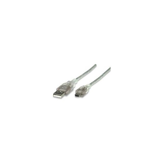 CABLE USB,MANHATTAN,333412, V2.0 A-MINI B 1.8M PLATA