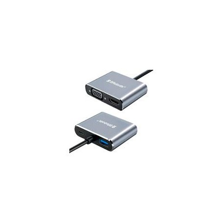 DOCKING STATION BROBOTIX 4 EN 1, USB-C MACHO X1 A HDMI 2K Y 4K X1, SVGA X1, USB-A V3.0 X 1, USB-C HEMBRA X1, COLOR PLATA