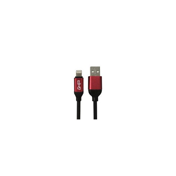 CABLE USB TIPO LIGHTNING GHIA 1M COLOR NEGRO/ROJO