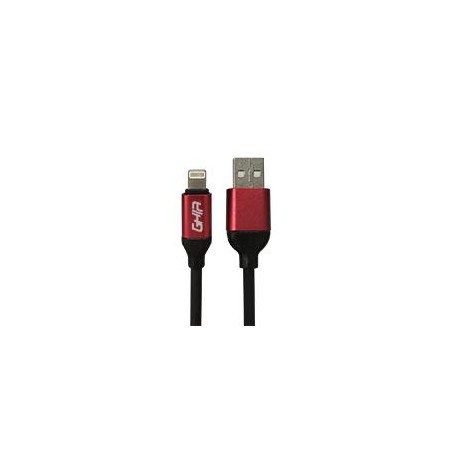 CABLE USB TIPO LIGHTNING GHIA 1M COLOR NEGRO/ROJO