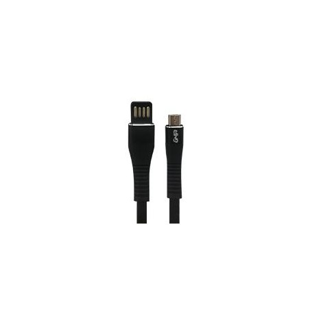 CABLE MICRO USB GHIA PLANO REVERSIBLE/BILATERAL COLOR NEGRO DE 1M