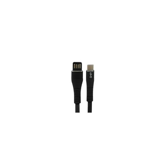 CABLE USB TIPO C GHIA PLANO REVERSIBLE COLOR NEGRO DE 1M