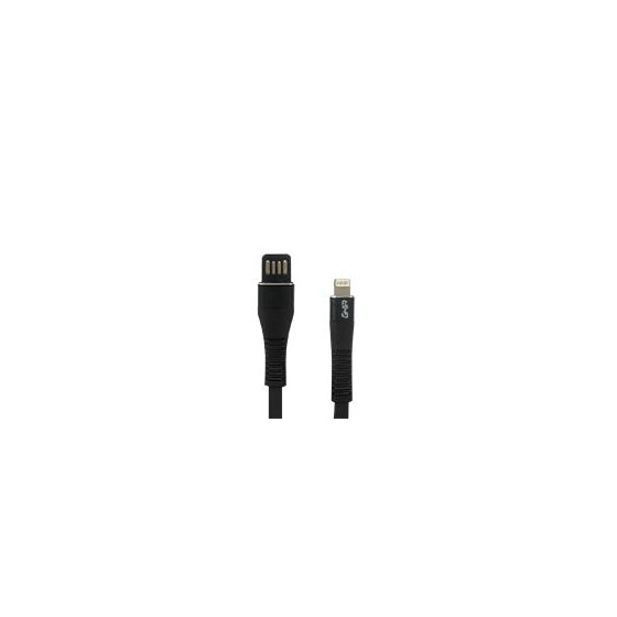 CABLE USB GHIA TIPO LIGHTNING PLANO REVERSIBLE COLOR NEGRO DE 1M