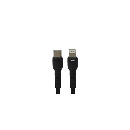 CABLE DE CARGA RAPIDA GHIA USB TIPO C A TIPO LIGHTNING COLOR NEGRO DE 1M