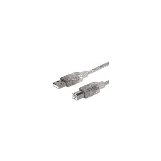 CABLE USB,MANHATTAN,340458, V2.0 A-B  3.0M, PLATA