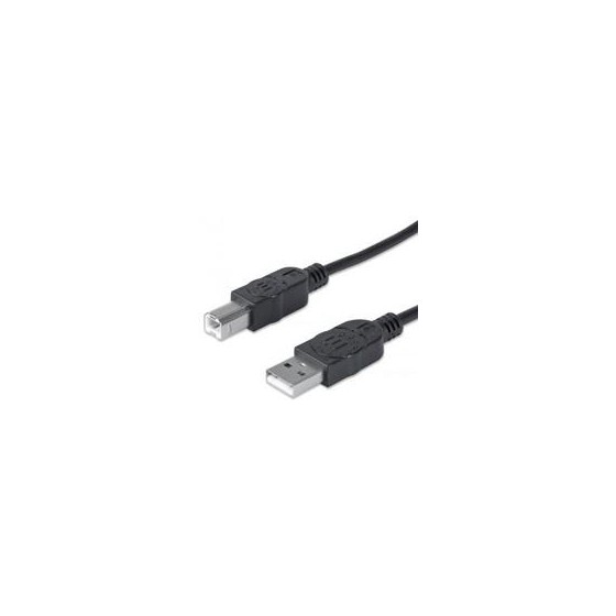 CABLE USB,MANHATTAN,33382, V2.0 A-B  3.0M, NEGRO