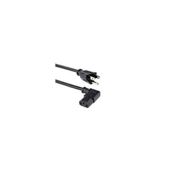 CABLE DE CORRIENTE DE 1M ESTANDAR DE ALIMENTACION DE COMPUTADORA, ACODADO EN ANGULO RECTO - 18AWG - NEMA 5-15P A C13 - 10A 125