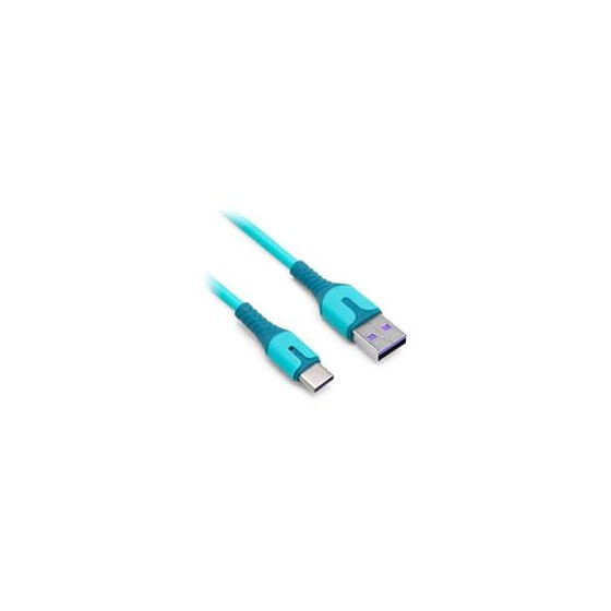 CABLE BROBOTIX CARGA RAPIDA USB-A V3.0 A USB-C REVESTIMIENTO PVC, 1.0M, COLOR AZUL AQUA