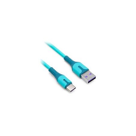 CABLE BROBOTIX CARGA RAPIDA USB-A V3.0 A USB-C REVESTIMIENTO PVC, 1.0M, COLOR AZUL AQUA