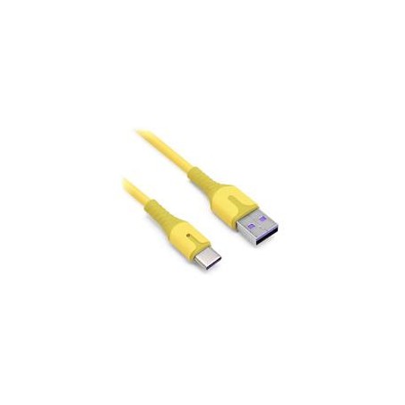 CABLE BROBOTIX CARGA RAPIDA USB-A V3.0 A USB-C REVESTIMIENTO PVC, 1.0M, COLOR AMARILLO