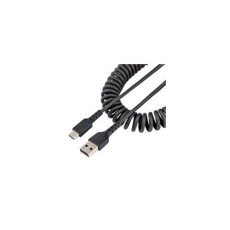 CABLE DE 50CM DE CARGA USB A A USB C, CABLE USB TIPO C EN ESPIRAL DE CARGA RAPIDA, CABLE USB 2.0 A A USBC NEGRO - STARTECH.COM