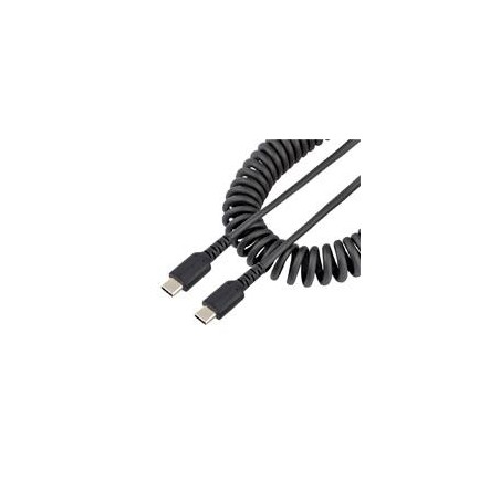 CABLE DE 50CM DE CARGA USB C A USB C, CABLE USB TIPO C EN ESPIRAL DE CARGA RAPIDA Y SERVICIO PESADO, CABLE USB 2.0 USBC NEGRO 