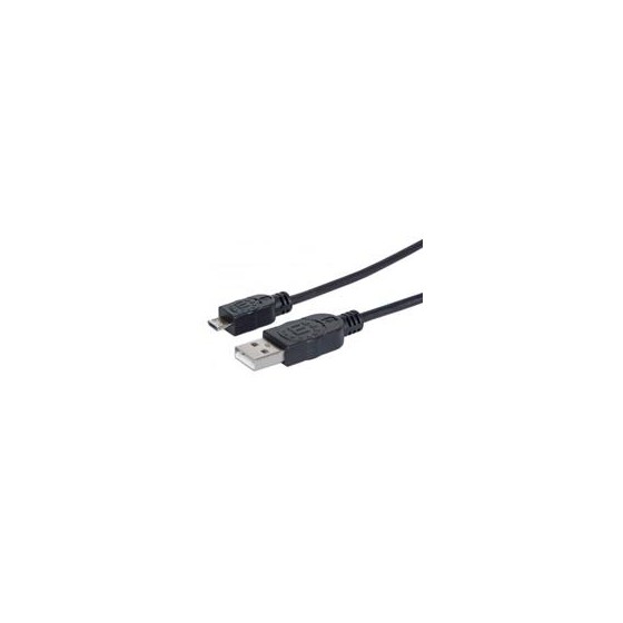 CABLE USB,MANHATTAN,325677, V2 A-MICRO B, BOLSA PVC 0.5M NEGRO