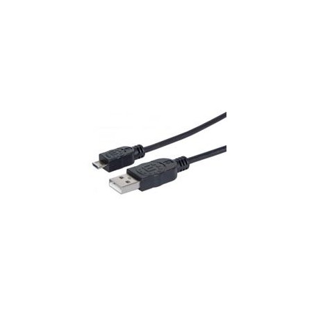 CABLE USB,MANHATTAN,325677, V2 A-MICRO B, BOLSA PVC 0.5M NEGRO