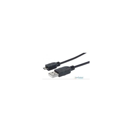 CABLE USB,MANHATTAN,307178, V2 A-MICRO B, BOLSA PVC 1.8M NEGRO