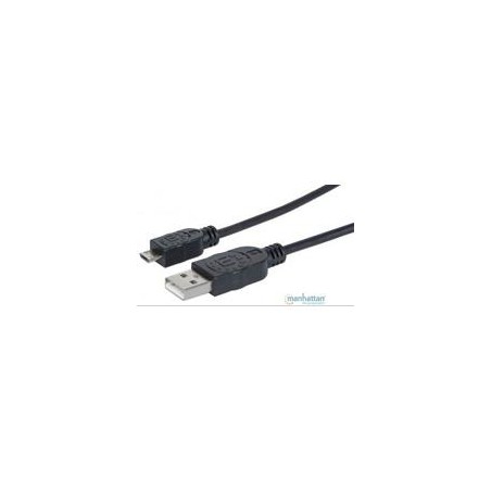 CABLE USB,MANHATTAN,307178, V2 A-MICRO B, BOLSA PVC 1.8M NEGRO