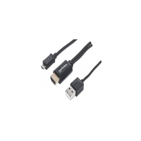 CABLE MHL,MANHATTAN,151498, DE MICRO USB A HDMI, CON USB-A PARA ALIMENTACIYN