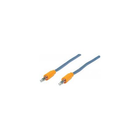 CABLE AUDIO,MANHATTAN,352802, ESTEREO 3.5MM M-M 1.0M TEXTIL AZUL/NARANJA