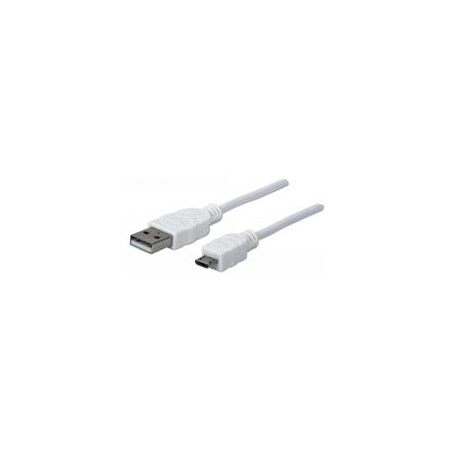 CABLE USB,MANHATTAN,324069, V2 A-MICRO B, BOLSA PVC 1.8M BLANCO