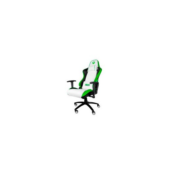 SILLA GAMER XBOX BY TECH ZONE PRO SX-00G6 / PIEL SINTETICA / BLANCO CON VERDE / RECLINABLE 90-160 / 120 KG / REPOSABRAZOS 2D