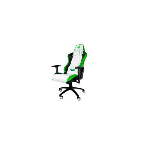 SILLA GAMER XBOX BY TECH ZONE PRO SX-00G6 / PIEL SINTETICA / BLANCO CON VERDE / RECLINABLE 90-160 / 120 KG / REPOSABRAZOS 2D