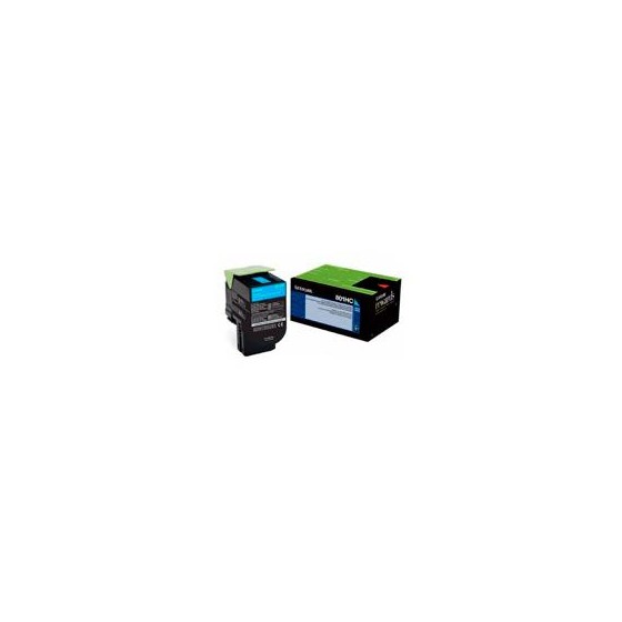 TONER LASER LEXMARK 80C8HC0 CYAN, ALTO RENDIMIENTO 3000 PAGINAS, PARA CX410DE, CX510DHE, CX510DE