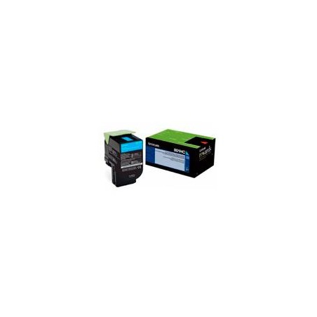 TONER LASER LEXMARK 80C8HC0 CYAN, ALTO RENDIMIENTO 3000 PAGINAS, PARA CX410DE, CX510DHE, CX510DE