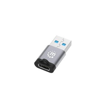 ADAPTADOR,MANHATTAN,356305, USB-C V3.2 GEN1, AM-CH, 5GBPS 3A, ALUMINIO GRIS ESPACIAL/NEGRO