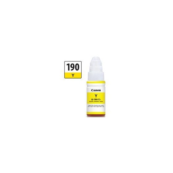 BOTELLA DE TINTA CANON GI-190 AMARILLO,RENDIMIENTO 7,000 PAGINAS,COMPATIBLE G1100,G2100,G3100,G4100