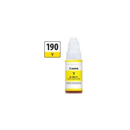 BOTELLA DE TINTA CANON GI-190 AMARILLO,RENDIMIENTO 7,000 PAGINAS,COMPATIBLE G1100,G2100,G3100,G4100