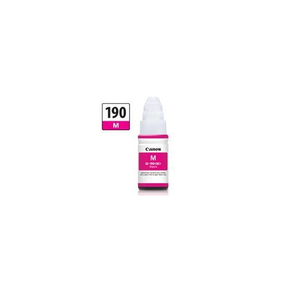 BOTELLA DE TINTA CANON GI-190 MAGENTA,RENDIMIENTO 7,000 PAGINAS,COMPATIBLE G1100,G2100,G3100,G4100